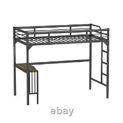 Twin Size Loft Bed With Desk And Storage, Heavy Duty Metal Loft Bed Frame For Kids