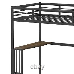 Twin Size Loft Bed With Desk And Storage, Heavy Duty Metal Loft Bed Frame For Kids
