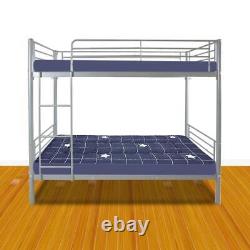Twin Size Loft Bed with Two Side Ladders Heavy Duty Metal Pipe Bed Frame Gray