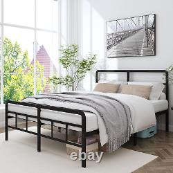Twin Size Metal Bed Frame with Headboard and Footboard, 14 Inch Black Heavy Duty