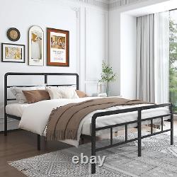 Twin Size Metal Bed Frame with Headboard and Footboard, 14 Inch Black Heavy Duty