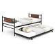 Twin Size Metal Daybed with Trundle Mattress Foundation Heavy-Duty Sofa Bed