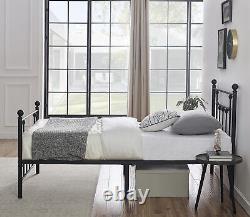 Twin Size Metal Platform Bed Frame with Headboard and Footboard, Heavy Duty S