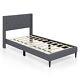 Twin Size Platform Bed Frame Upholstered heavy-duty withTufted Wingback Headboard