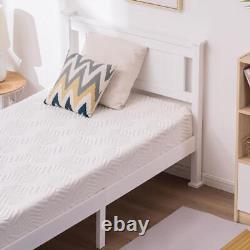 Twin Size Wooden Platform Bed Frame Heavy Duty Home Furniture White