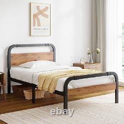Twin XL Bed Frames with Wooden Headboard, Heavy Duty Platform Metal, No Box S