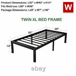 Twin XL Heavy Duty Steel Bed Frame Modern Twin XL Platform Bed Height 14