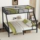 Twin XL Over Queen Heavy Duty Metal Bunk Bed with Ladder for Adults Teens-Black