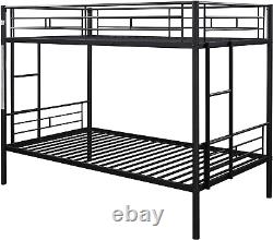 Twin over Twin Metal Bunk Bed, Sturdy Heavy Duty Bunk Beds with 2 Side Ladders, Sp