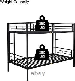 Twin over Twin Metal Bunk Bed, Sturdy Heavy Duty Bunk Beds with 2 Side Ladders, Sp