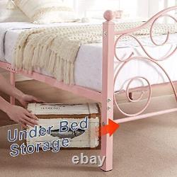 VECELO Twin Size Metal Bed Frame with Headboard and Footboard, Heavy Duty