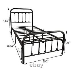 Vintage Twin Size Bed Frame With Headboard And Footboard Mattress Heavy Duty Met