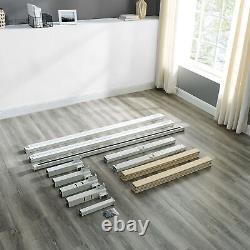 Wood Slat White Metal Platform Bed Frame Heavy Duty New Twin