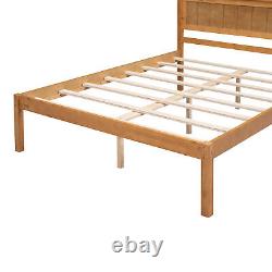 Wooden Bed Frame Twin/Full Size Platform Bed With Headboard Heavy Duty Platform