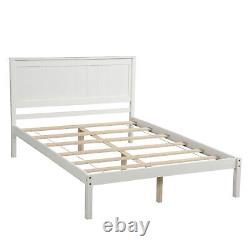 Wooden Bed Frame Twin/Full Size Platform Bed With Headboard Heavy Duty Platform