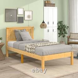 Wooden Platform Bed Twin/Full Beds Frame Heavy Duty Bedroom Headboard Footboard