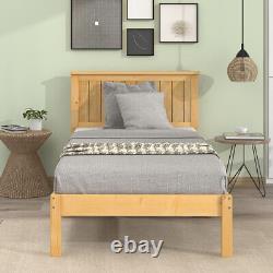 Wooden Platform Bed Twin/Full Beds Frame Heavy Duty Bedroom Headboard Footboard